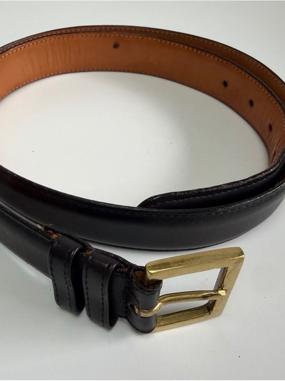 Genuine Coach Classic Black Leather Men's Belt with Gold Buckle Size 40